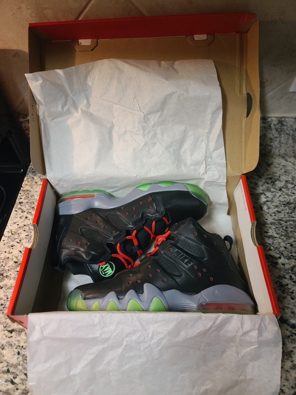 Nike Air Max Barkley Black Sneakers with Neon Green and Red Accents